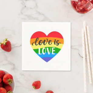 Serviette En Papier L'amour est amour Coeur arc-en-ciel