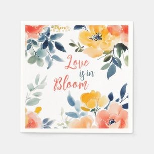 Serviette En Papier L'amour est dans l'aquarelle fleurie douche nuptia