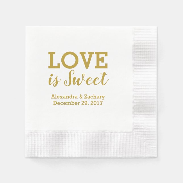 Serviette En Papier L'amour est doux Gold Mariage (Devant)