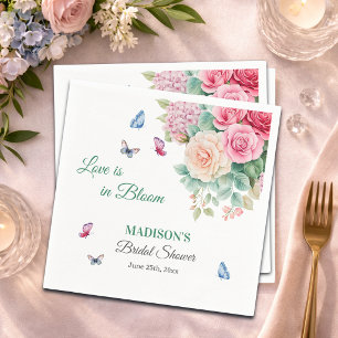 Serviette En Papier L'amour est en fleurs Papillons Shower de Mariée
