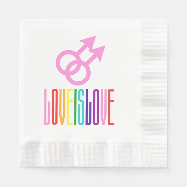 Serviette En Papier L'amour est l'amour Signe de relation gay Arc-en-c (Devant)