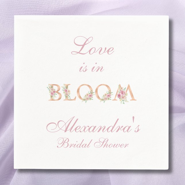 Serviette En Papier L'amour floral rose pâle est en Fête des mariées f (Créateur téléchargé)