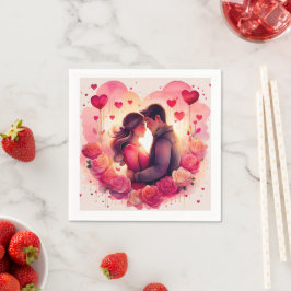 Serviette En Papier L'Amour Romantique s'épanouit