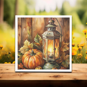 Serviette En Papier Lampe et Citrouille automne