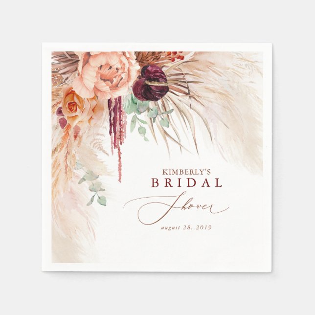 Serviette En Papier Lancement de bouquet de mariage en herbe de pampas (Devant)