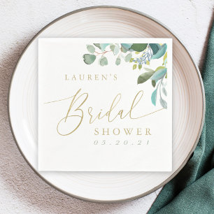 Serviette En Papier Lancement de mariage au eucalyptus aquarelle