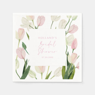 Serviette En Papier Lancement de Mariage aux Tulipes Roses Tendres