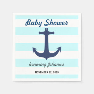 Serviette En Papier L'Ancre nautique de bleu marine barre le baby