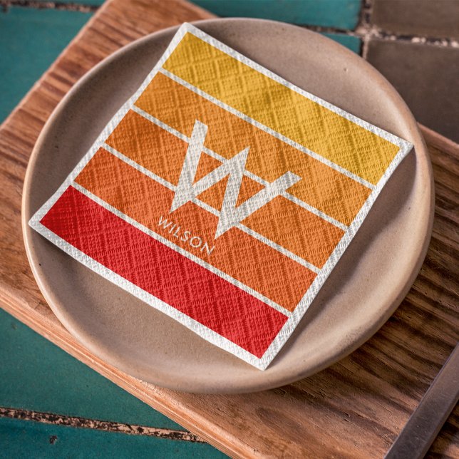 Serviette En Papier Lanière large rayée Monogramme personnalisé pour f (Créateur téléchargé)