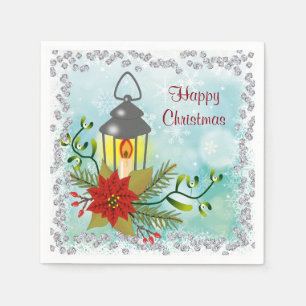 Serviette En Papier Lanterne de Noël et diamants "Joyeux Noël"