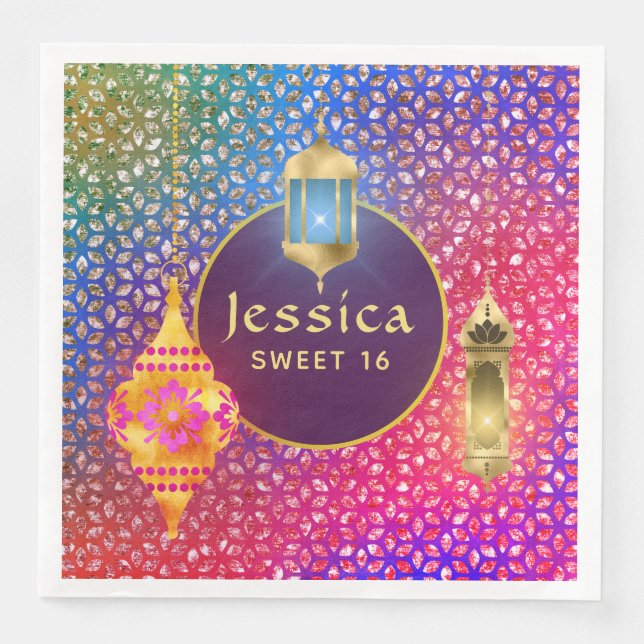 Serviette En Papier Lanternes magiques de la fête des nuits arabes Per (Devant)