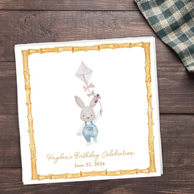 Serviette En Papier Lapin à cadre de bambou personnalisé Napkin (Créateur téléchargé)