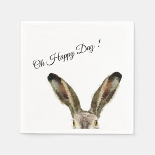 Serviette En Papier Lapin à l'aquarelle Oh jour heureux !