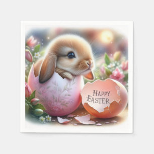 Serviette En Papier Lapin à l'intérieur d'un oeuf décoratif avec fleur