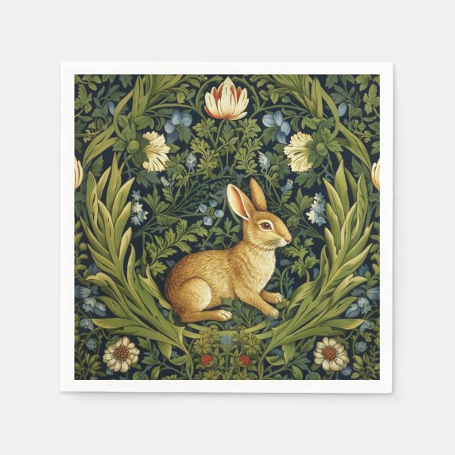 Serviette En Papier Lapin Art nouveau dans le jardin (Devant)