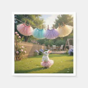 Serviette En Papier Lapin blanc portant un tutu rose