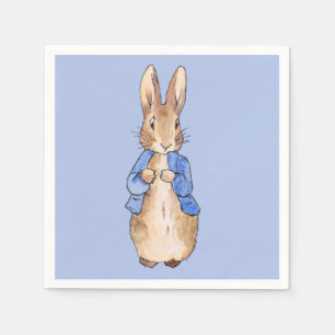 Serviette En Papier Lapin classique portant une veste bleue
