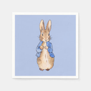 Serviette En Papier Lapin classique portant une veste bleue