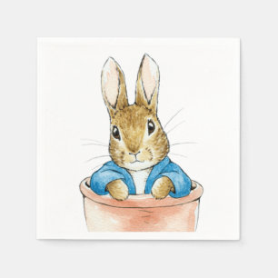 Serviette En Papier Lapin classique portant une veste bleue