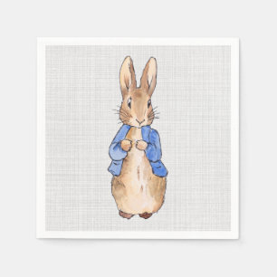 Serviette En Papier Lapin classique portant une veste bleue