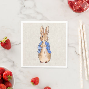 Serviette En Papier Lapin classique portant une veste bleue