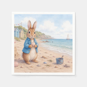 Serviette En Papier Lapin classique sur une plage de sable