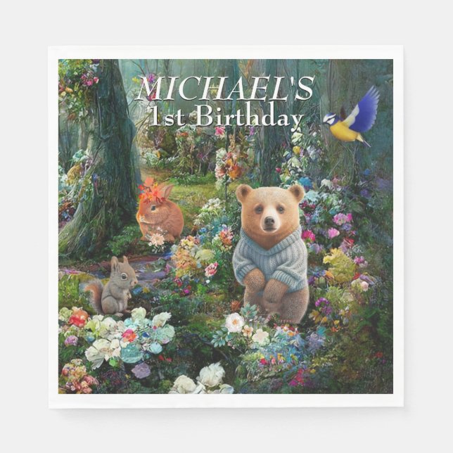 Serviette En Papier Lapin de miel et ours de boo (Devant)