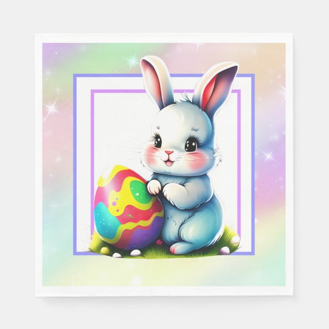 Serviette En Papier Lapin de Pâques (Devant)