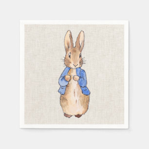Serviette En Papier Lapin de Pâques classique portant une veste bleue
