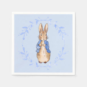 Serviette En Papier Lapin de Pâques classique portant une veste bleue