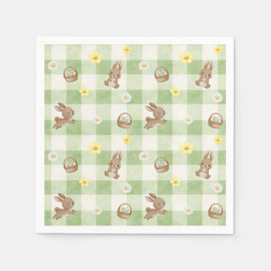 Serviette En Papier Lapin de Pâques Gingham Vert