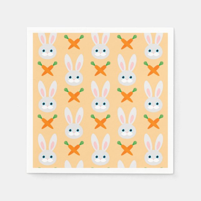 Serviette En Papier Lapin de Pâques lapin moderne Carottes Motif (Devant)