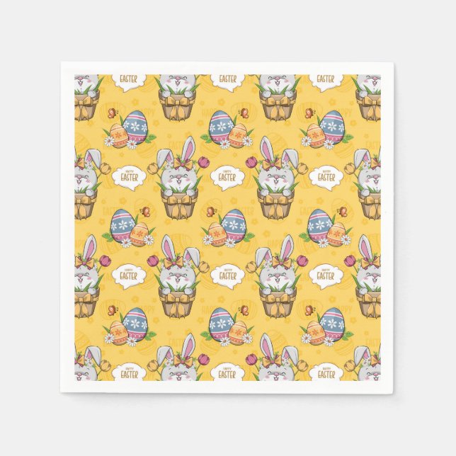 Serviette En Papier Lapin de Pâques mignon (Devant)