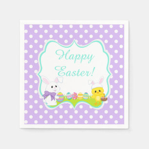 Serviette En Papier Lapin de Pâques mignon et chasse aux œufs de Pâque