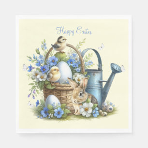 Serviette En Papier Lapin de Pâques personnalisé à l'aquarelle
