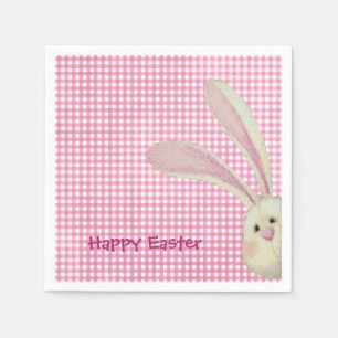 Serviette En Papier Lapin de Pâques sur En vichy rose