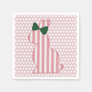 Serviette En Papier Lapin de printemps rose et vert Preppy