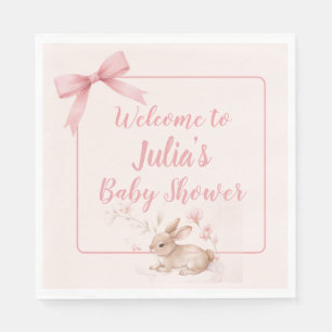 Serviette En Papier Lapin doux design de bienvenue avec ruban pastel 