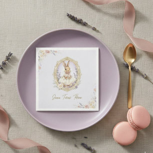 Serviette En Papier Lapin Élégant de Style Vintage à l'Aquarelle pour 