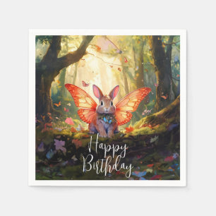 Serviette En Papier Lapin fantaisiste forêt enchantée Joyeux Anniversa