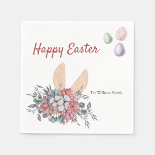 Serviette En Papier Lapin Floral Pâques Naplins personnalisés