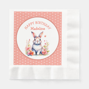 Serviette En Papier Lapin lapin en fleurs Joyeux anniversaire Personna