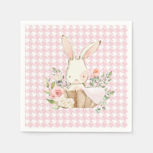 Serviette En Papier Lapin Lapin Pink Pastel Houndstooth Lapin