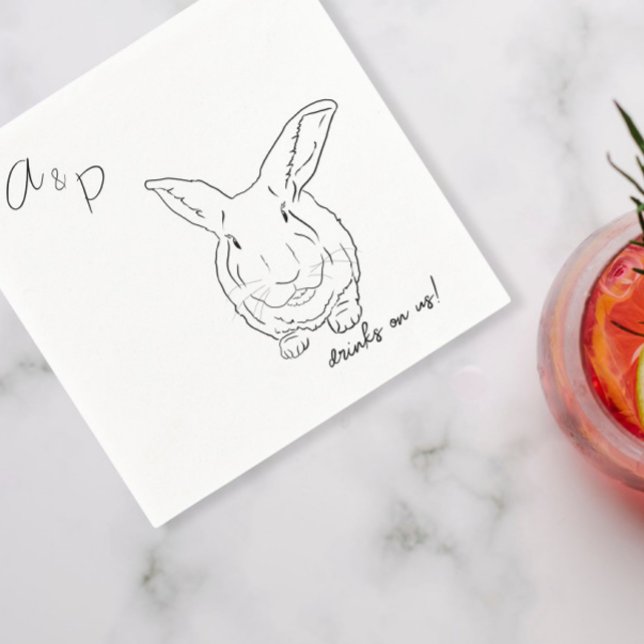 Serviette En Papier Lapin Mariage Cocktail serviettes (Créateur téléchargé)