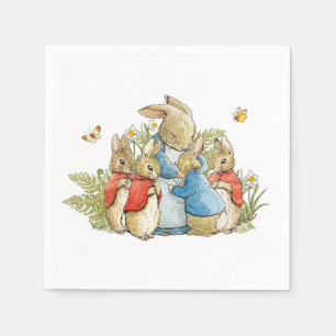 Serviette En Papier Lapin mère classique et lapins