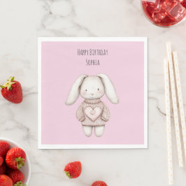 Serviette En Papier Lapin Mignon Rose Sweater Rose Coeur Anniversaire