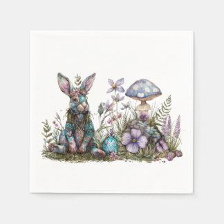 Serviette En Papier Lapin mystique aux champignons