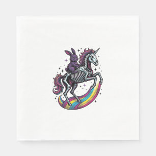Serviette En Papier Lapin sombre chevauchant la licorne squelette vint