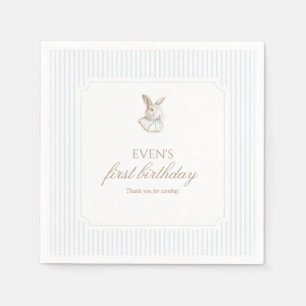Serviette En Papier Lapin Vintage Bleu Quelque Lapin a un An