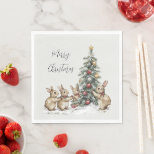 Serviette En Papier Lapins à la menthe arbre de Noël